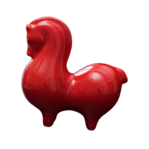 WLPZXP Cute Horse Figurine Chinese New Year Decoration Art Craft Creative Ceramic Horse Red Head up