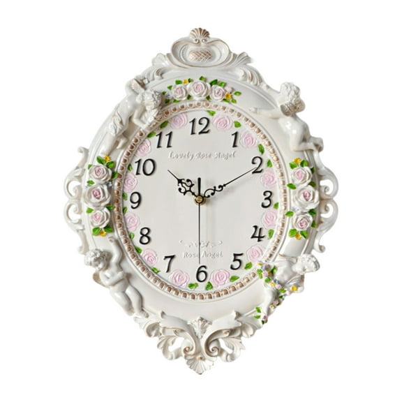 WLPZXP Decorative Battery Operated Hanging Clock Resin Angel Wall Clock Mute Wall Decor