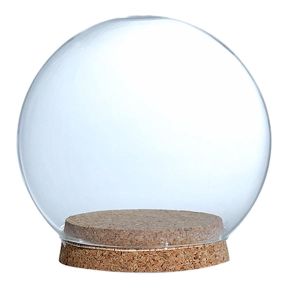 WLPZXP Decorative Clear Dome/Tabletop Centerpiece Cloche Bell Jar Display Case with Wooden Base Spherical A 8x12x10.5cm