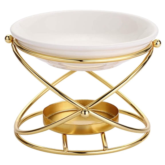 WLPZXP Delicate Romantic Ceramic Tealight Candle Holder Oil Burner, Essential Oil Incense Aroma Diffuser Furnace Home Decoration Option1 Golden