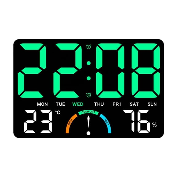 WLPZXP Digital LED Wall Clock, Alarm Clock, Table Clock, Electronic Home Accessory with Green