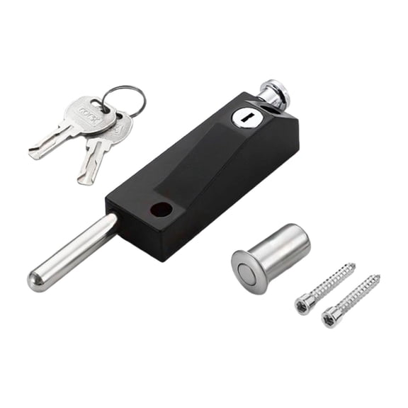WLPZXP Door Bolts Lock Glass Door Floor Latch Solid with Universal Keys Easy to Install Black