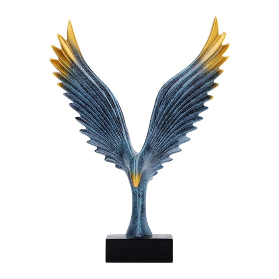 WLPZXP Eagle Wing Statue Collectible Figurine Hand Painted Feng Shui Ornament for Study blue