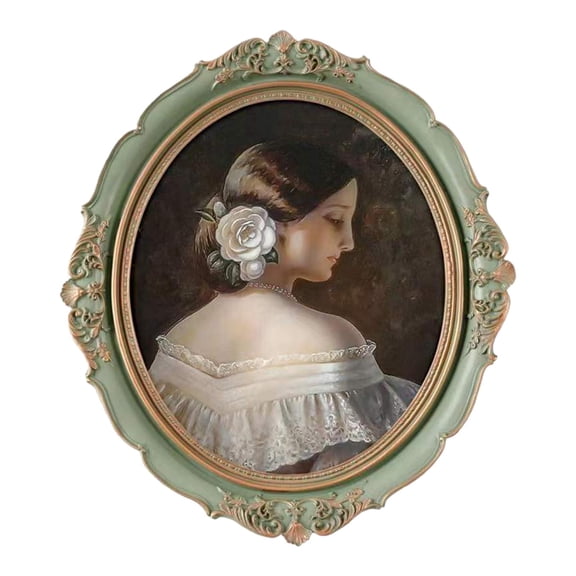 WLPZXP European Style Photo Display Frame Oval Tabletop Wall Hanging Home Decor Easy to