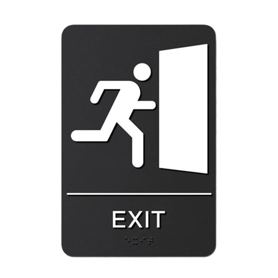 WLPZXP Exit Sign with Braille Decal 9 x 6 inch Graphical Symbol Emergency Exit Sign for