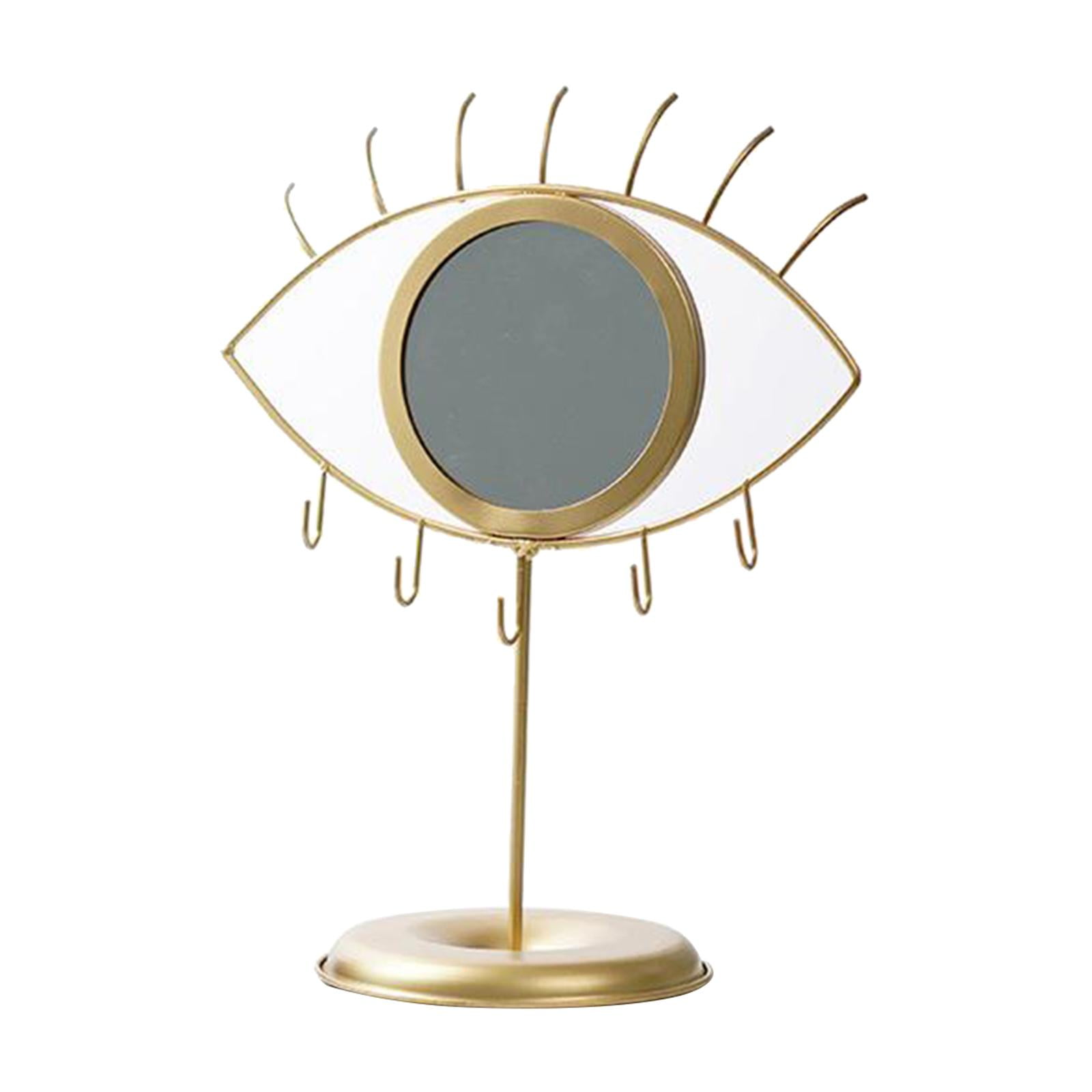 WLPZXP Eye Design Desktop Mirror Jewelry Storage Organizer: Metal Holder Hanging Mirror