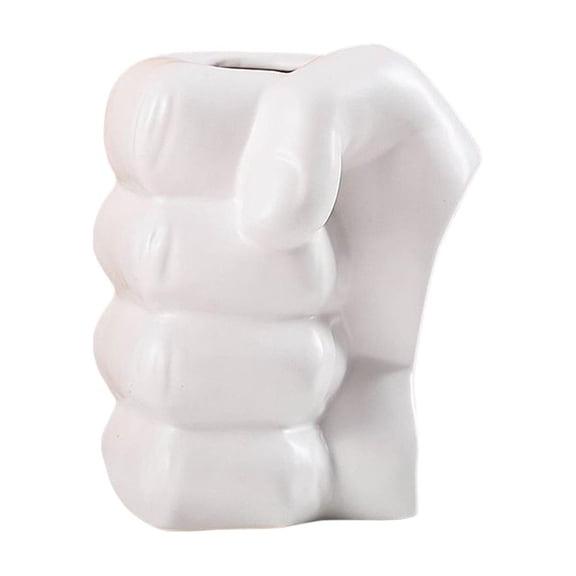 WLPZXP Fist Shaped Ceramic Flower Vase Matte for Home Decor White White D