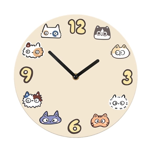 WLPZXP Funny Clock Decorative Clock Wood Quiet Hanging Watch Silent for Bedroom Indoor 25CM