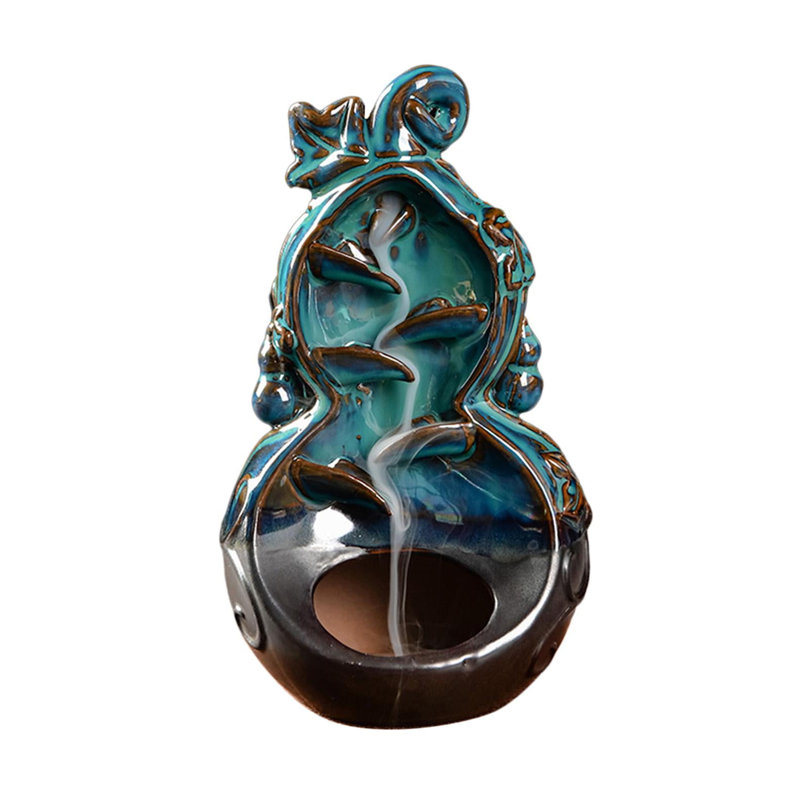 WLPZXP Gourd Backflow Incense Burner Art Crafts Aroma Ornament Waterfall Incense Holder Blue