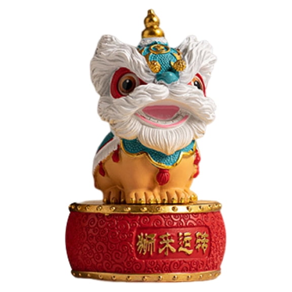 WLPZXP Home Lion Dance Figurine Resin Sculpture Chinese Style Feng Shui Statue Interior Blue