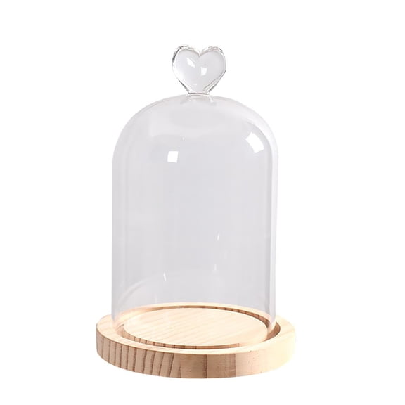 WLPZXP Landscape Clear Cloche with Rustic Wooden Base, Bell Jar dome, For Plants, , Fairy Lights, Photos Glass+Tray