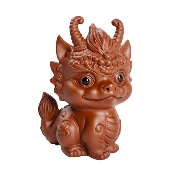 WLPZXP Little Dragon Statue Animal Sculpture Tea Pet Purple Sand Decorative Chinese Tea Brown