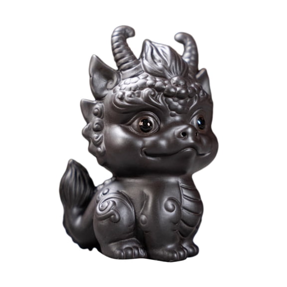 WLPZXP Little Dragon Statue Animal Sculpture Tea Pet Purple Sand Decorative Chinese Tea Gray