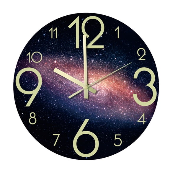 WLPZXP Luminous Wall Clock Large Decorative Battery Operated Galaxy Nebula Quartz Clocks Acrylic Silent for Office Living Room Kitchen Decoration B