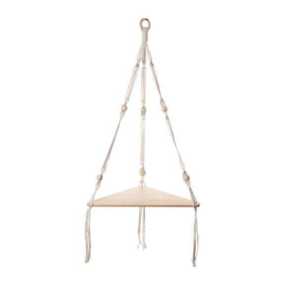WLPZXP Macrame Hanging Shelf Floating Shelf Rustic White Handmade Corner Rope Shelf for