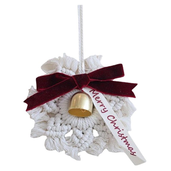 WLPZXP Macrame Snowflake Bell Ornament Christmas Hanging Decorations Charm Merry Merry Christmas