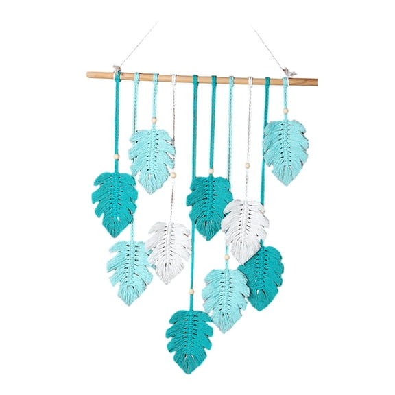 WLPZXP Macrame Wall Hanging Leaf Tassels Boho Woven Tapestry Wall Decor ,Tassel Macrame Blue