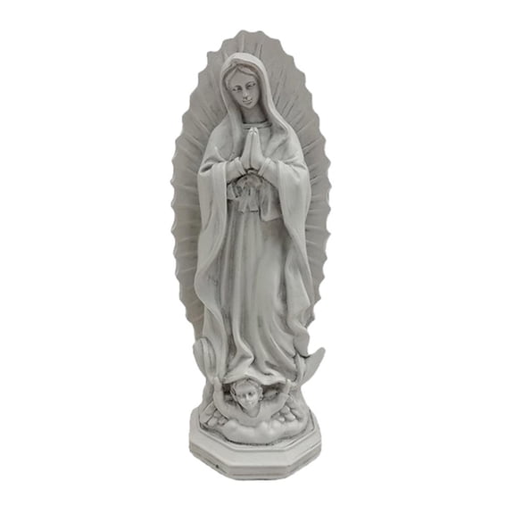 WLPZXP Mary Statue Figure Blessed Mother Religious Handmade Sculpture for Patio Outdoor grey