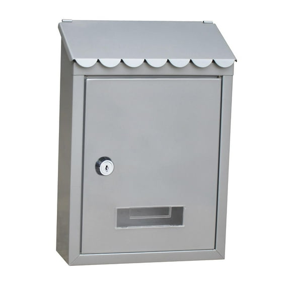 WLPZXP Metal Rustproof Post -Mounted Key Locking Premium Mailbox with Letter Slot Drop Silver