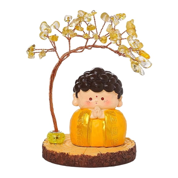 WLPZXP Mini Buddha Statue Resin Sculpture Feng Shui Money Tree Figurine Home Decoration Style C