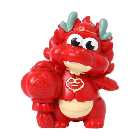 WLPZXP Miniature Dragon Figurine, Mini Dragon Statue Office Desk Chinese New Year Decor With Lantern