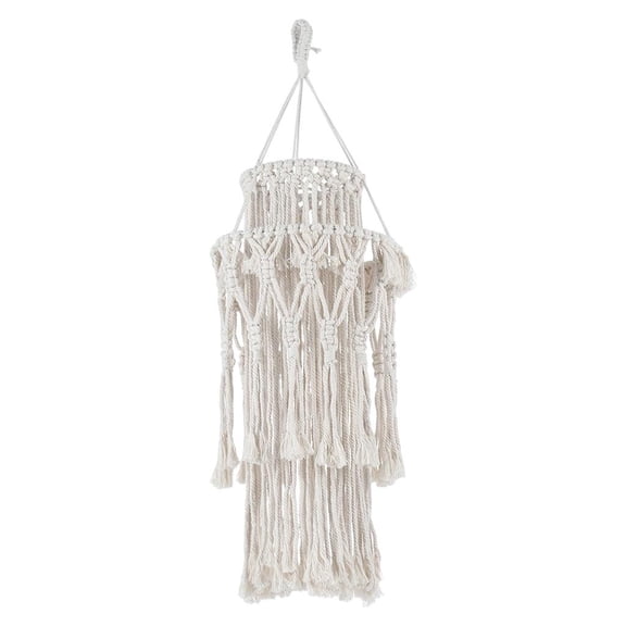 WLPZXP Nordic Macrame Tassel Lamp Shade Cotton Rope Knitted Lampshade Macrame Hanging