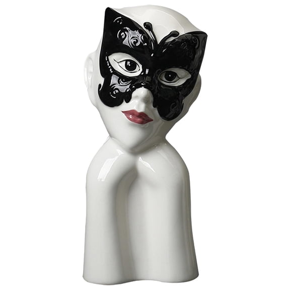 WLPZXP Nordic Style Vase Plant Pot Bouquet Floral Holder Ceramic Human Face for Desktop S Black mask