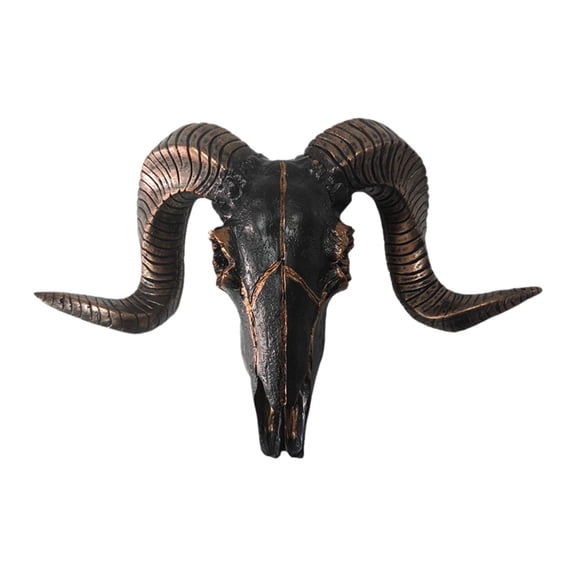 WLPZXP Sheep Head Statue Decoration Wall Hanging Resin Retro Style Sheep Head Sculpture Copper