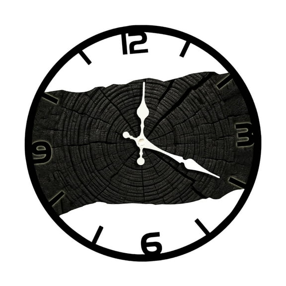 WLPZXP Silent Wall Clock Annual Ring Clock Room Decorations Rustic Easy Read Decorative black
