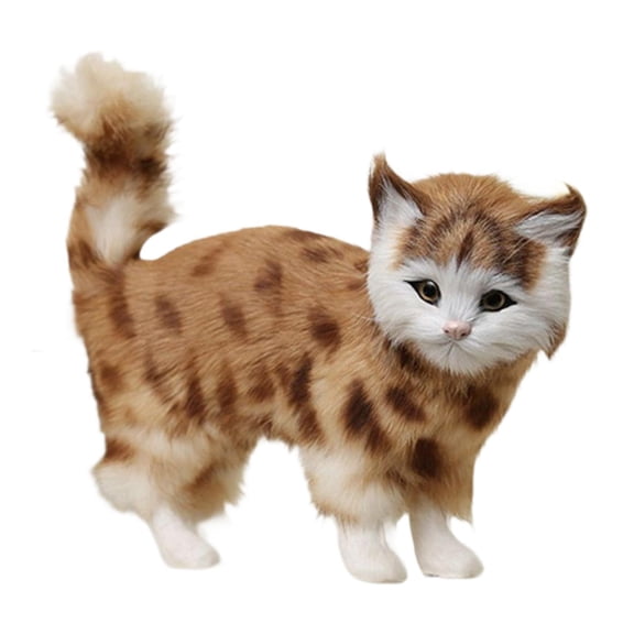 WLPZXP Simulation Cat Figurine House Animal Replica Collectible Realistic Kitten Statue Yellow Brown