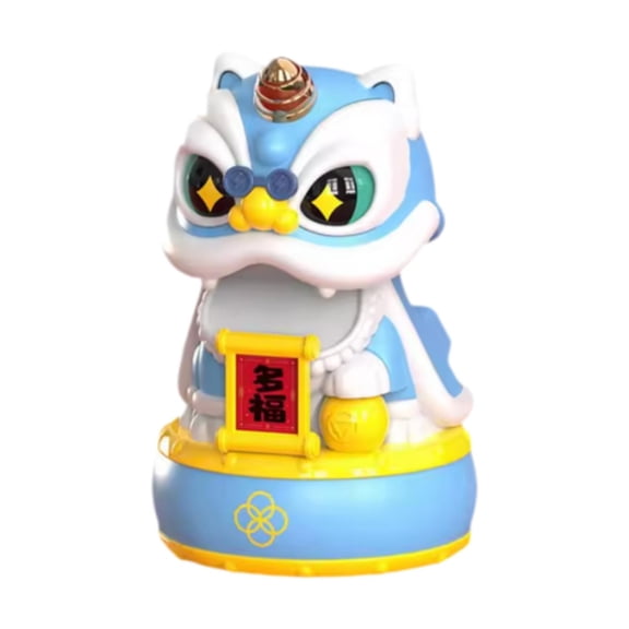 WLPZXP Solar Powered Bobble Head Car Ornament Dancing Lion Figurine Cute Statue Cartoon Blue