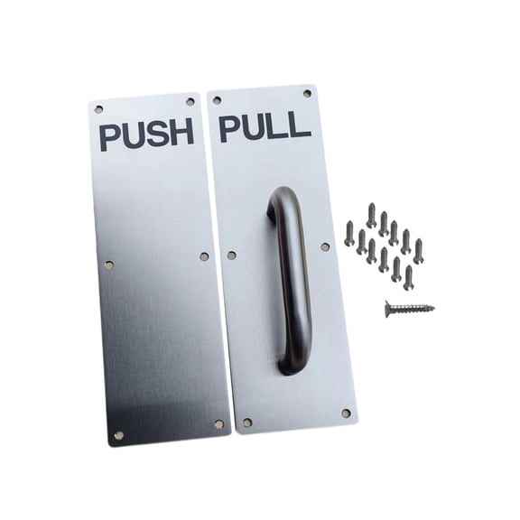 WLPZXP Stainless Steel Door Handles Heavy Duty with Mounting Screw Barn Door Pulls Pull PUSH PULL Silver