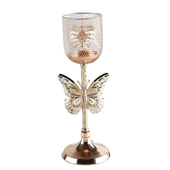 WLPZXP Tea Light Candle Holders Stand Goblet Shaped Metal Candlestick Taper Candle Pillar Candle Candleholder for Farmhouse Decors Dining Room Home , 11cmx11cmx30cm