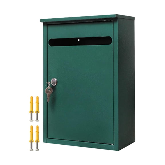 WLPZXP Wall Mount Lockable Mailbox Metal Postbox Family Residence Office Corridor House Green