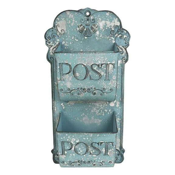 WLPZXP Wall Mounted Mailbox Drop Box Vintage Design Suggestion Box Decorative Newspaper Blue