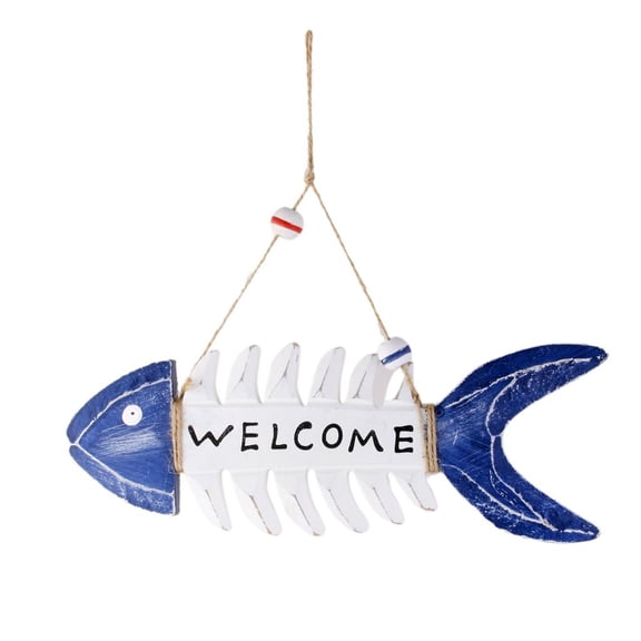 WLPZXP Wooden Fish Skeleton WELCOME Hanging Sign Home Shop Cafe Beach Decoration Kids