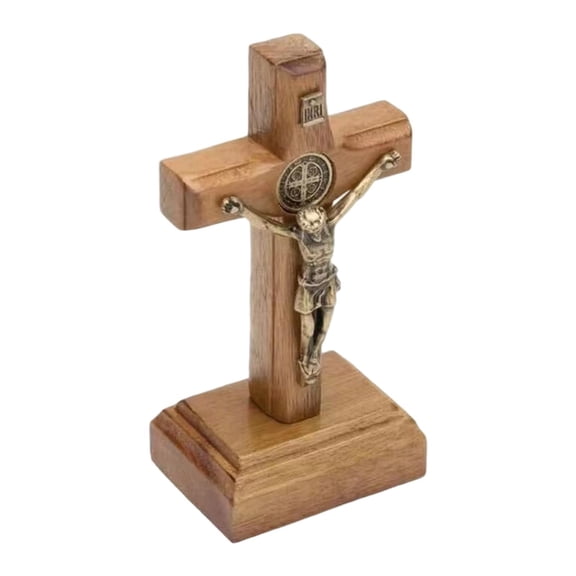 WLPZXP Wooden Standing Cross Christ Jesus Crucifix Statue Sculpture Decoration Catholic