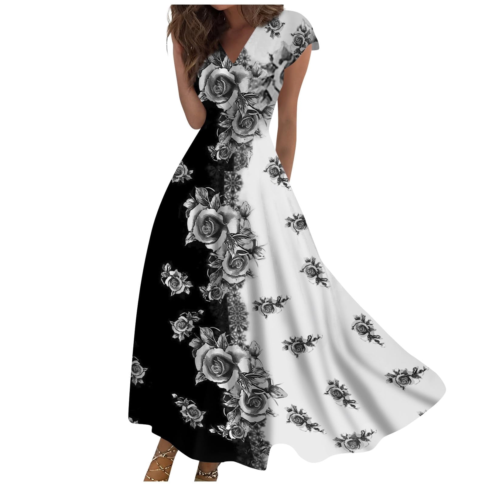 WLQ Easter Dress for Women Maxi Dress Short Sleeve Sexy Casual Formal ...