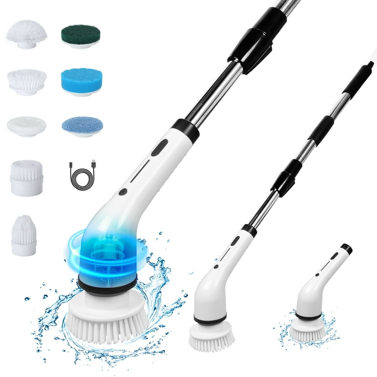 WLRETMCI Electric Spin Scrubber, Cordless Cleaning Brush with 8 Replaceable  Brush Heads Adjustable Extension Handle, Shower Scrubber for Bathroom