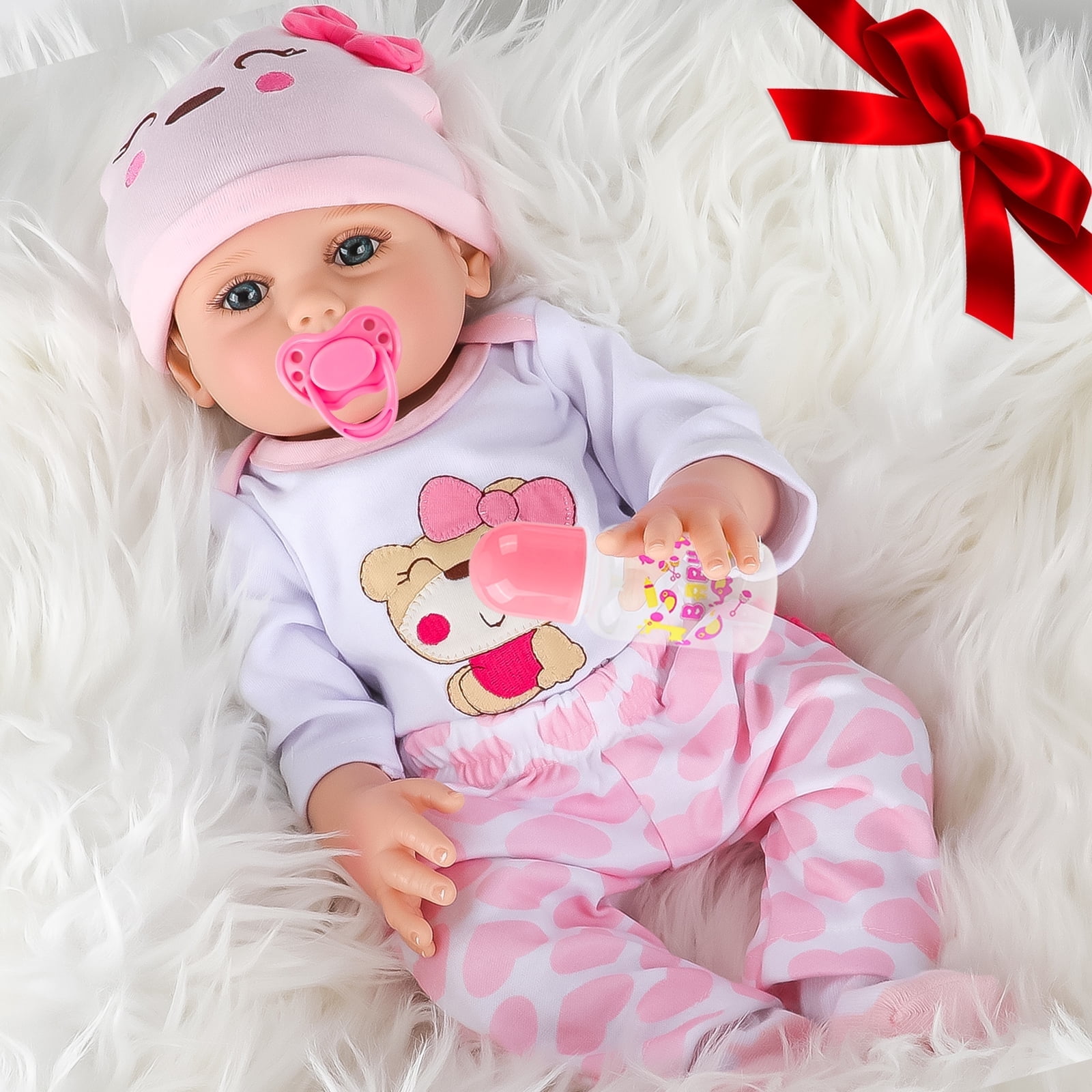 WLRETMCI Reborn Baby Dolls,17 inch Realistic Lifelike Dolls Full Vinyl Body Silicone Baby Dolls, Newborn Doll Toys for Baby Girls, Gift for Kids Girls Age 2 3 4 5 6+