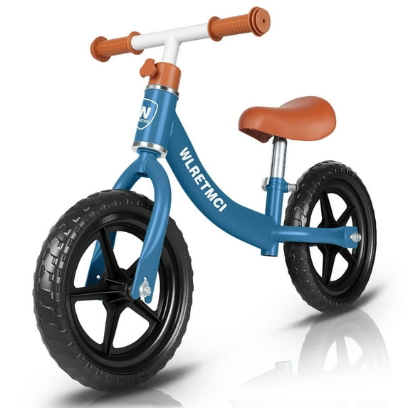 WLRETMCI Toddler Balance Bike for Boys and Girls Age 2 to 5 Years, 12 Inch Kids Training Balance Bicycle with Adjustable Seat and Handlebar, Lightweight No Pedal Bike Non-Light-Up Wheels, Blue