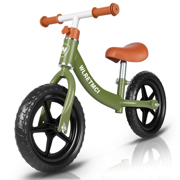 WLRETMCI Toddler Balance Bike for Boys and Girls Age 2 to 5 Years, 12 Inch Kids Training Balance Bicycle with Adjustable Seat and Handlebar, Lightweight No Pedal Bike Non-Light-Up Wheels, Green