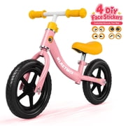 Toddler Balance Bike, WLRETMCI Kids Training Balance Bike for 2-6 Years Old Boys Girls, Lightweight Kids Bikes No Pedals with Adjustable Seat, Pink