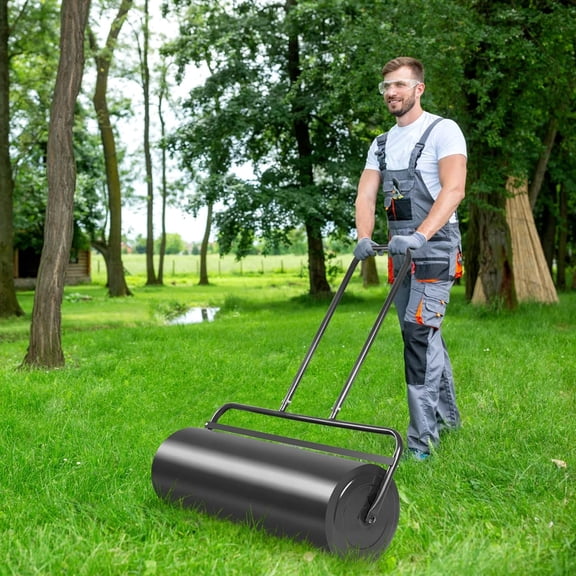 WLTER 17 Gal Lawn Roller, Lawn Rollers Tow Behind Water Filled Sand Filled, Yard Roller Push Pull Behind, Lawn Soil Rollers, Grass Roller Sod Roller for Garden Lawn Yard Patio (36-inch/ 17 Gal)