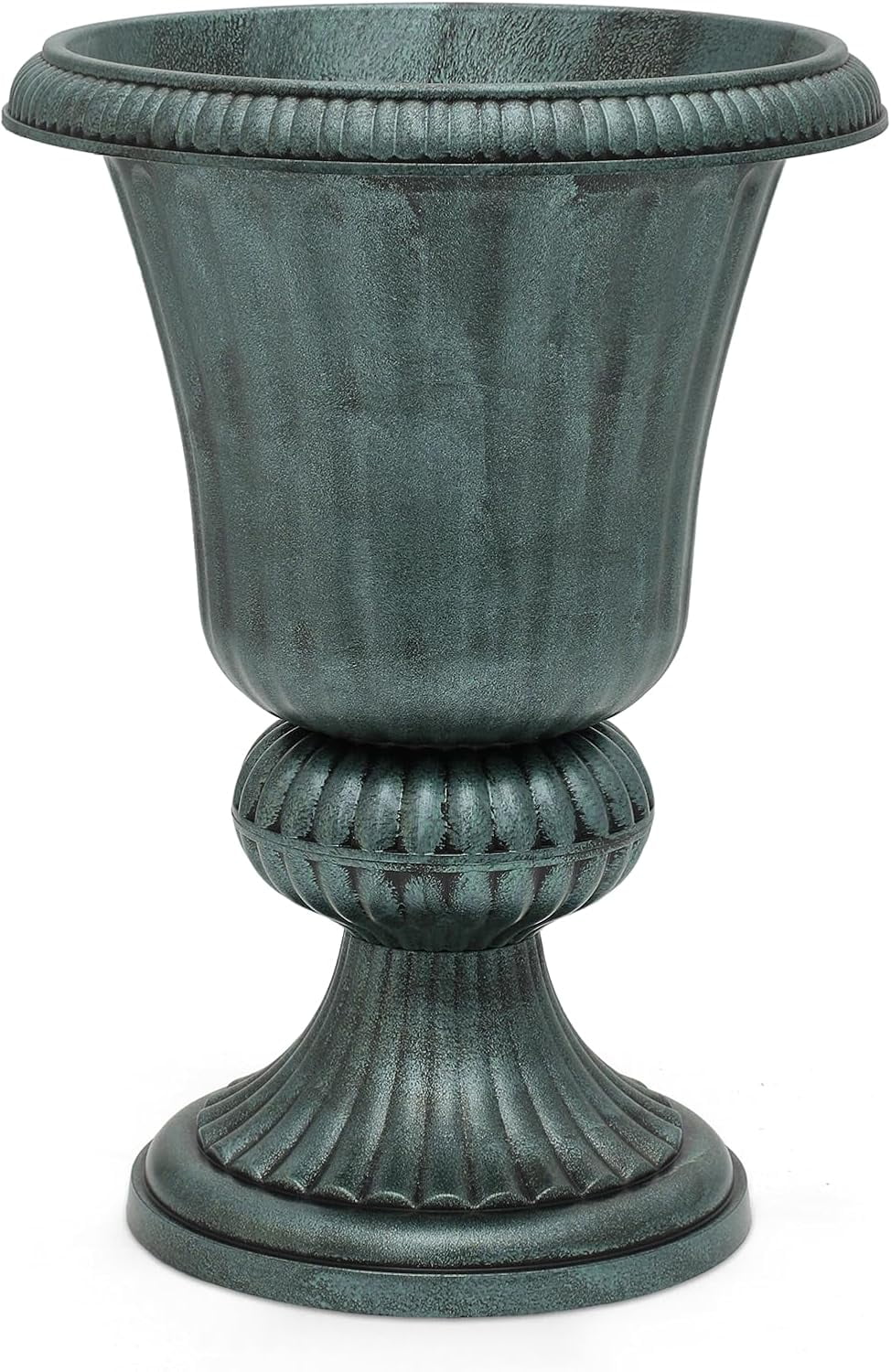 WLTER 20" Urn Planter for Outdoor and Indoor Plants, Large Decorative Front Porch Planter, Vintage Grecian Flower Pot for Patio, Garden & Entryway Décor, Antique Green