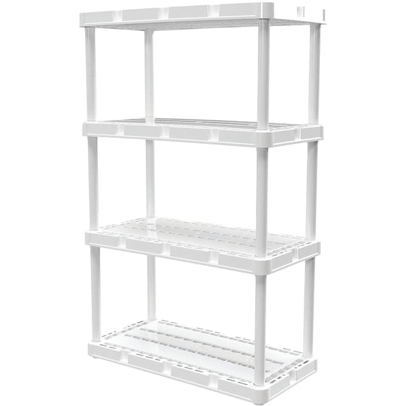 WLTER 4 Shelf Knect-A-Shelf Ventilated Light Duty Storage Home Organizer with Adjustable Shelves for Garage, Basement, and Laundry, White