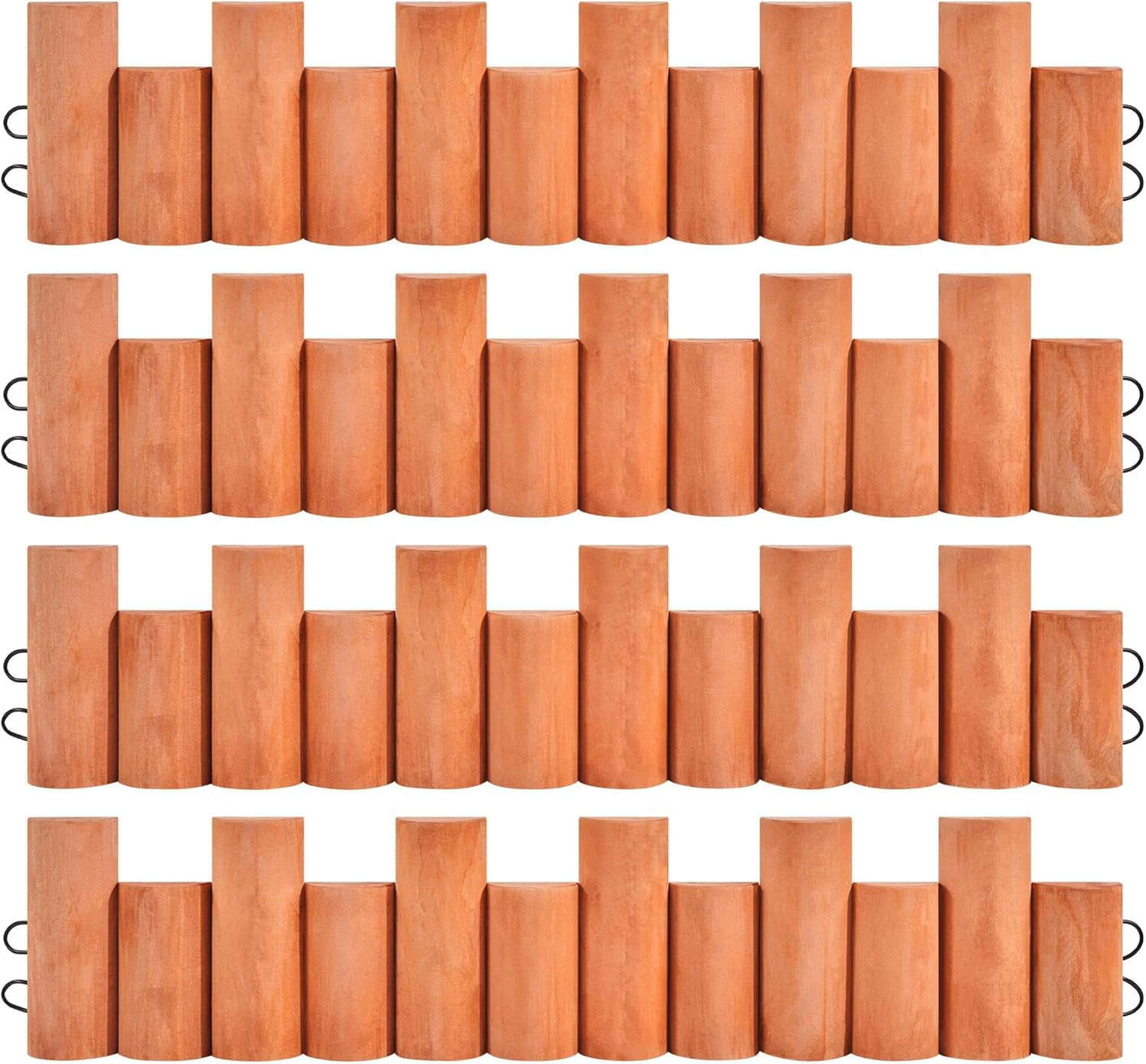 WLTER 4pcs Garden Wooden Short Fence,Outdoor Landscape Edging Flexible Decorative Border, No-Dig Wood Fences for Spring Yard Patio Pathway Lawns Courtyard Maintenance - 132in