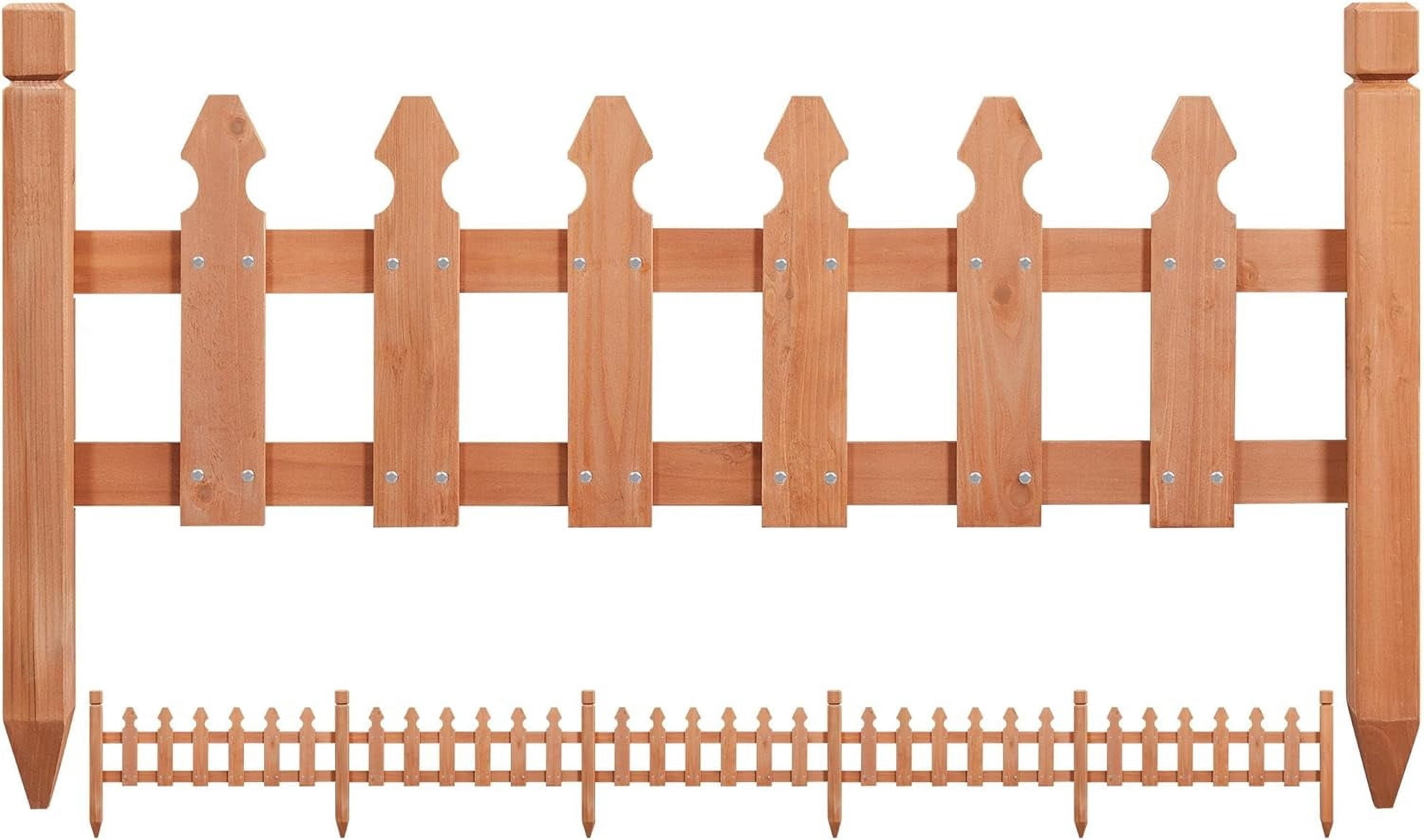 WLTER Decorative Garden Fence-Landscape Wood Picket Fencing Ornamental Panel Border Edging Patio Flower Garden Bed Pool Fences Outdoor,Light Brown- 355 in