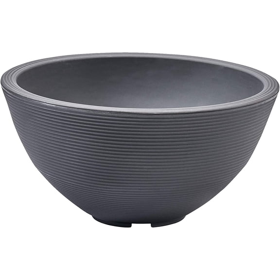 WLTER Delano Bowl Planter, Indoor Outdoor Round Shallow Plant Pot for Water Garden, Bonsai Plant Pots, Succulents with Drain Hole - Double Walled Bowl Lotus Pot, 16" W (Slate)