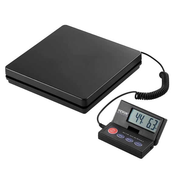 WLTER Digital Shipping Scale, 110 lbs x 0.07 oz. Heavy Duty Postal Scale with Timer, Tare, Hold Function, 90 Foldable LCD Screen Package Scale for Laggage, Home, Post Office, AC/DC Powered